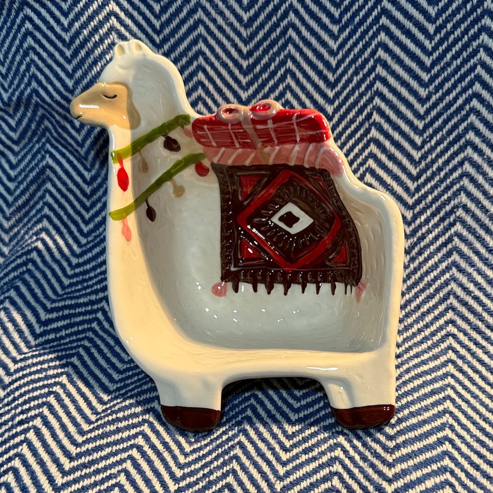 Pier 1 Ceramic Llama with Red and Green Accents
